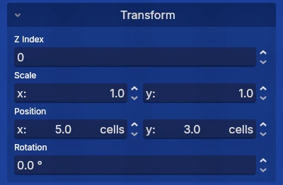 Screenshot of the Transform panel
