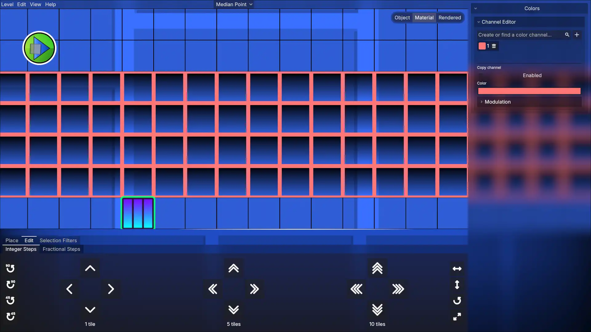A screenshot of the material render mode.