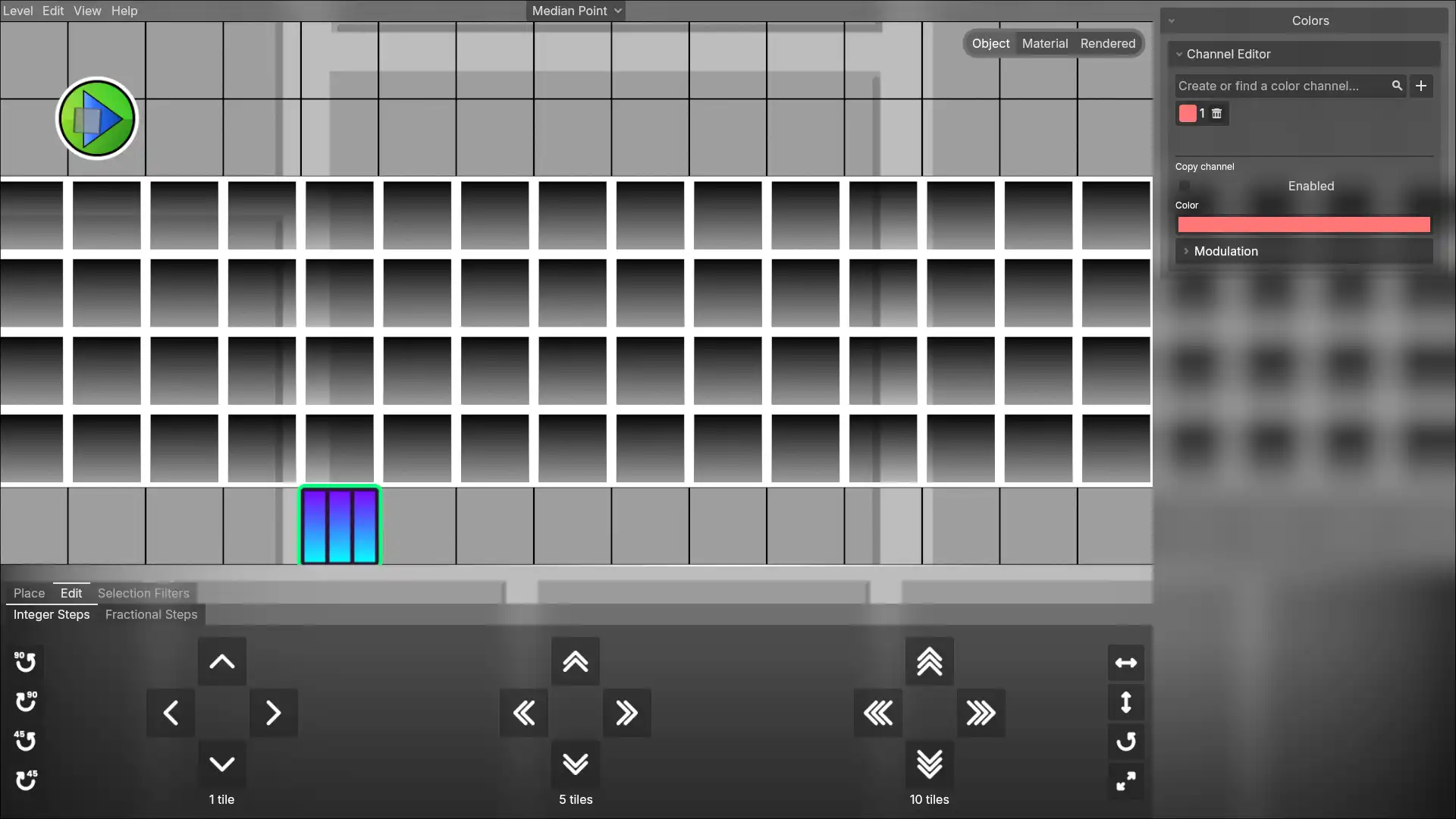 A screenshot of the object render mode.